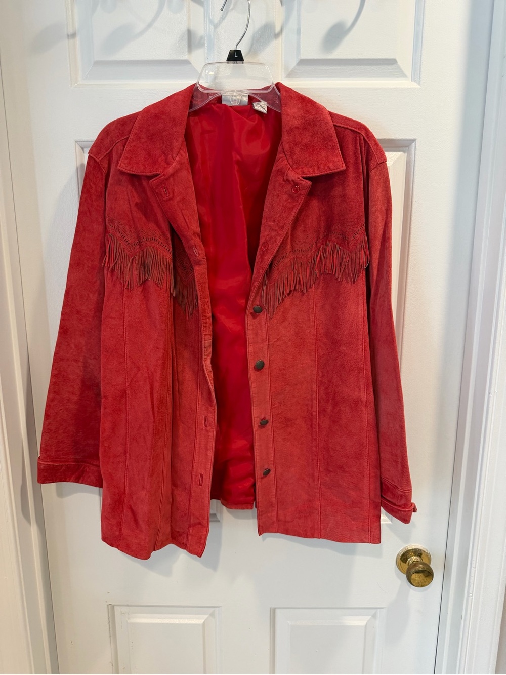 Chico’s Red Suede Fringe Leather Jacket - Women Sz 2
